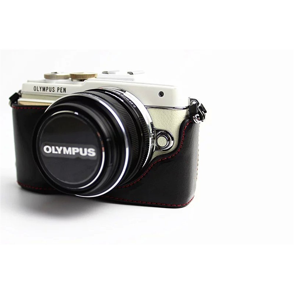 PU Leather Camera Half Bottom Case Protective Cover for Olympus E-PL7 / E-PL8 / E-PL9 - Black-15