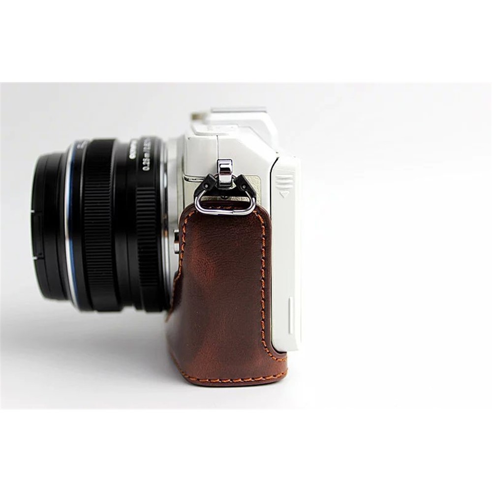 PU Leather Protective Camera Half Bottom Cover for Olympus E-PL7 / E-PL8 / E-PL9 - Coffee-10