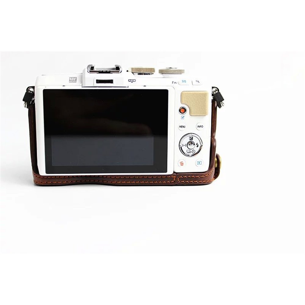PU Leather Protective Camera Half Bottom Cover for Olympus E-PL7 / E-PL8 / E-PL9 - Coffee-12