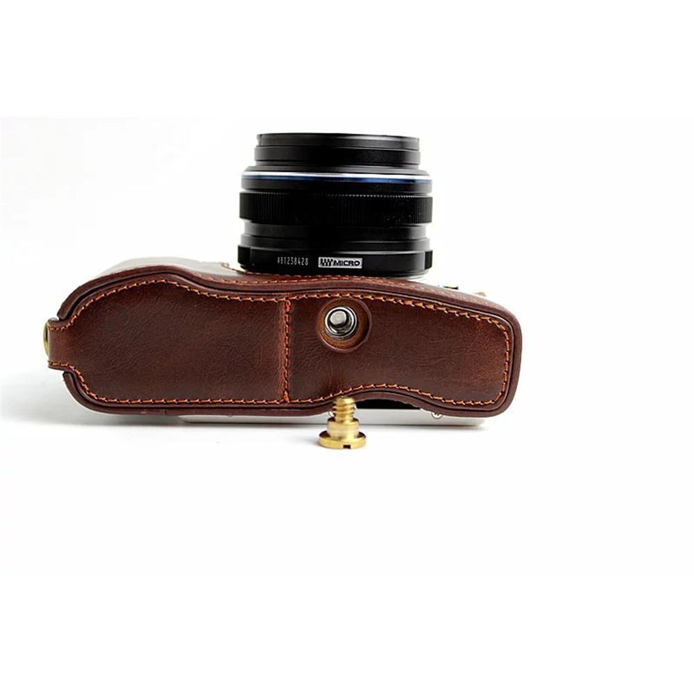 PU Leather Protective Camera Half Bottom Cover for Olympus E-PL7 / E-PL8 / E-PL9 - Coffee-13