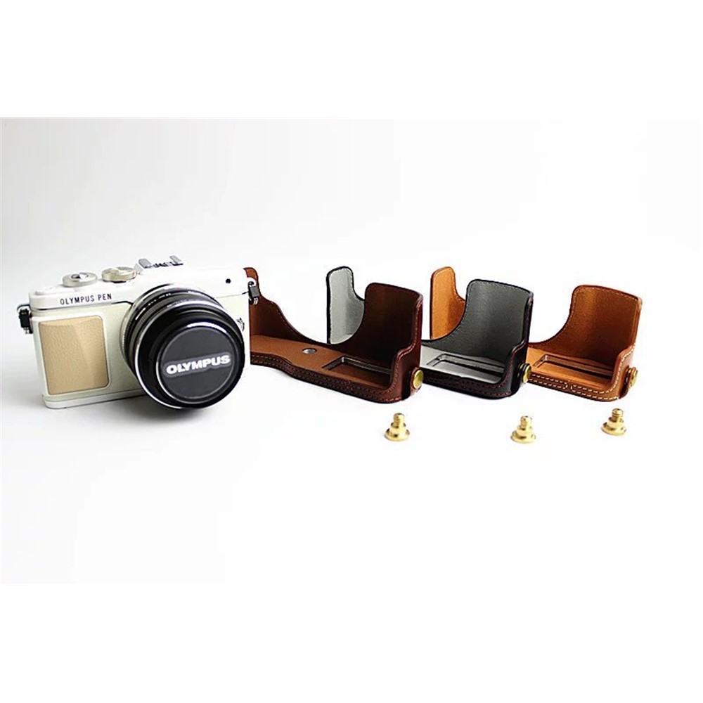PU Leather Protective Camera Half Bottom Cover for Olympus E-PL7 / E-PL8 / E-PL9 - Coffee-15