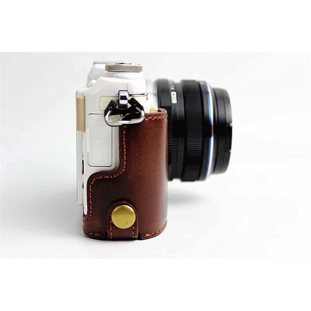 PU Leather Protective Camera Half Bottom Cover for Olympus E-PL7 / E-PL8 / E-PL9 - Coffee-16