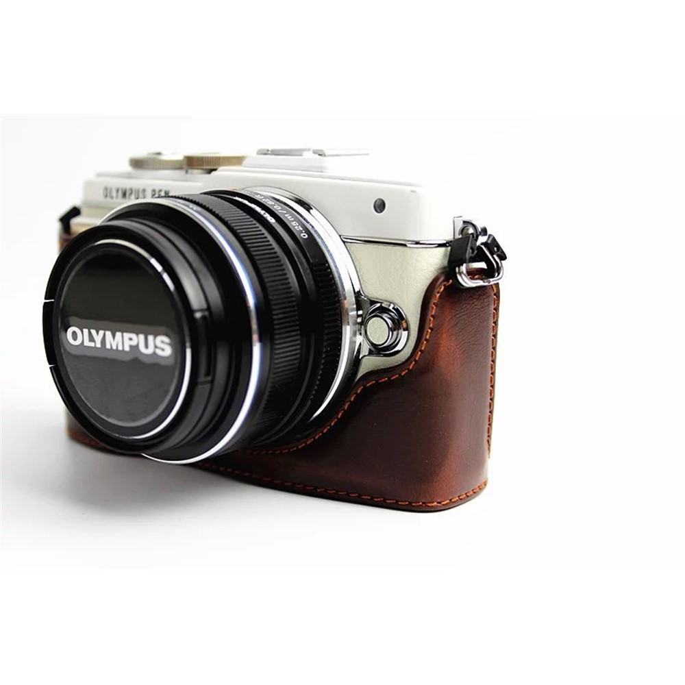PU Leather Protective Camera Half Bottom Cover for Olympus E-PL7 / E-PL8 / E-PL9 - Coffee-17