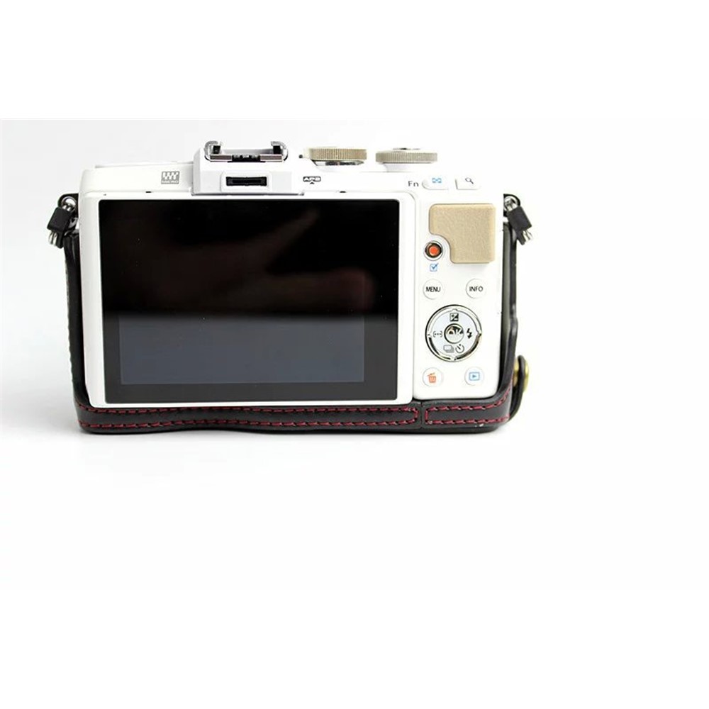PU Leather Protective Camera Half Bottom Cover for Olympus E-PL7 / E-PL8 / E-PL9 - Coffee-18
