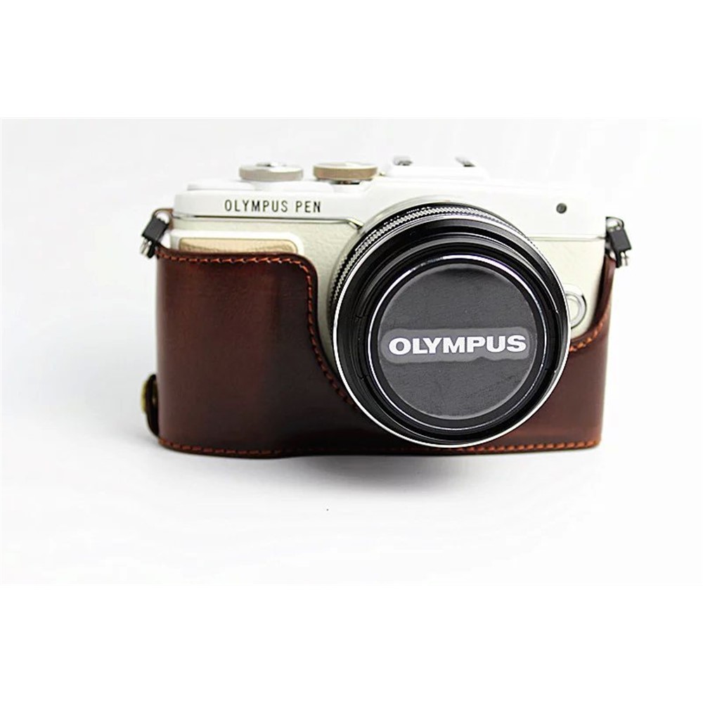 PU Leather Protective Camera Half Bottom Cover for Olympus E-PL7 / E-PL8 / E-PL9 - Coffee-9