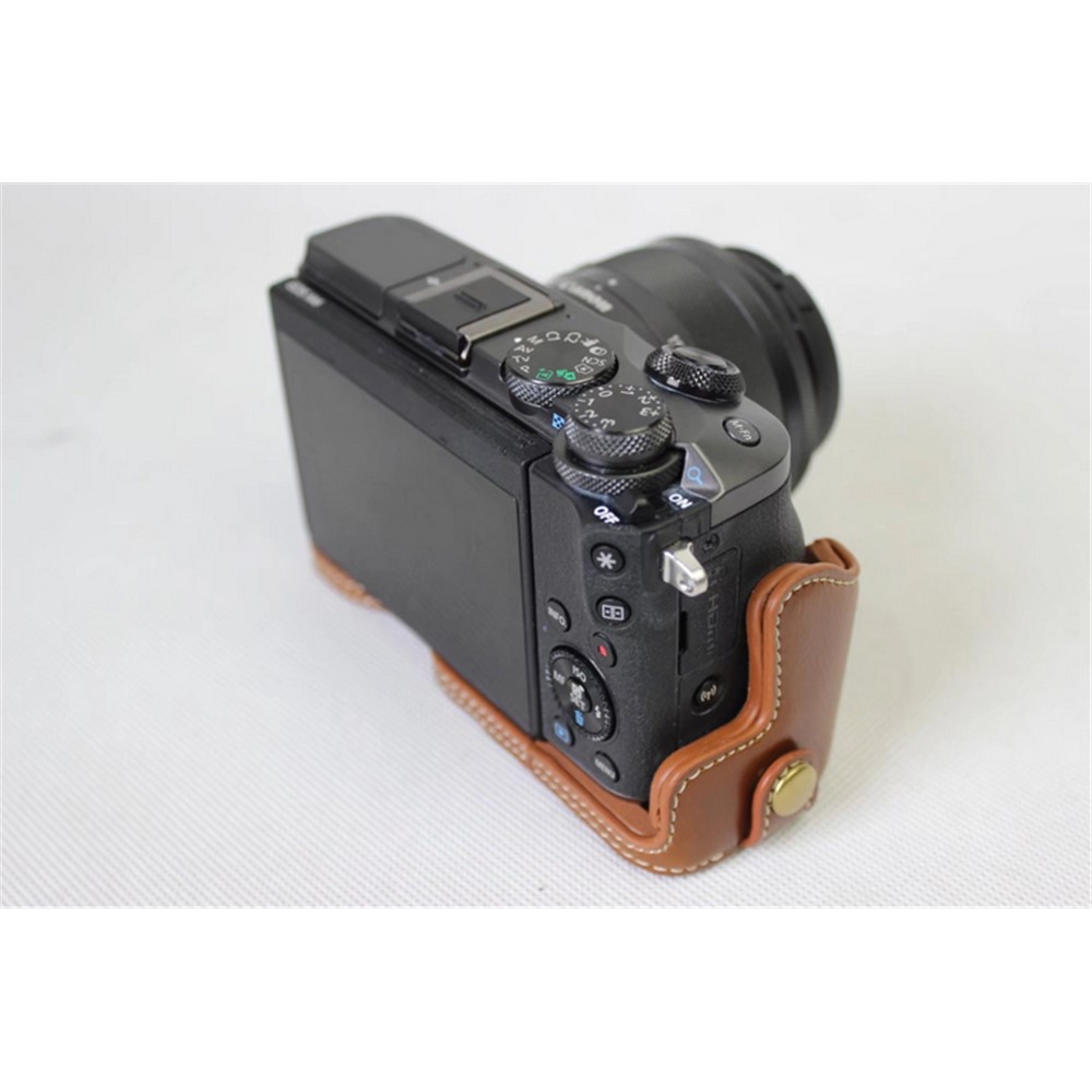 Camera PU Leather Half Case Bottom Shell for Canon EOS M6 - Brown-4