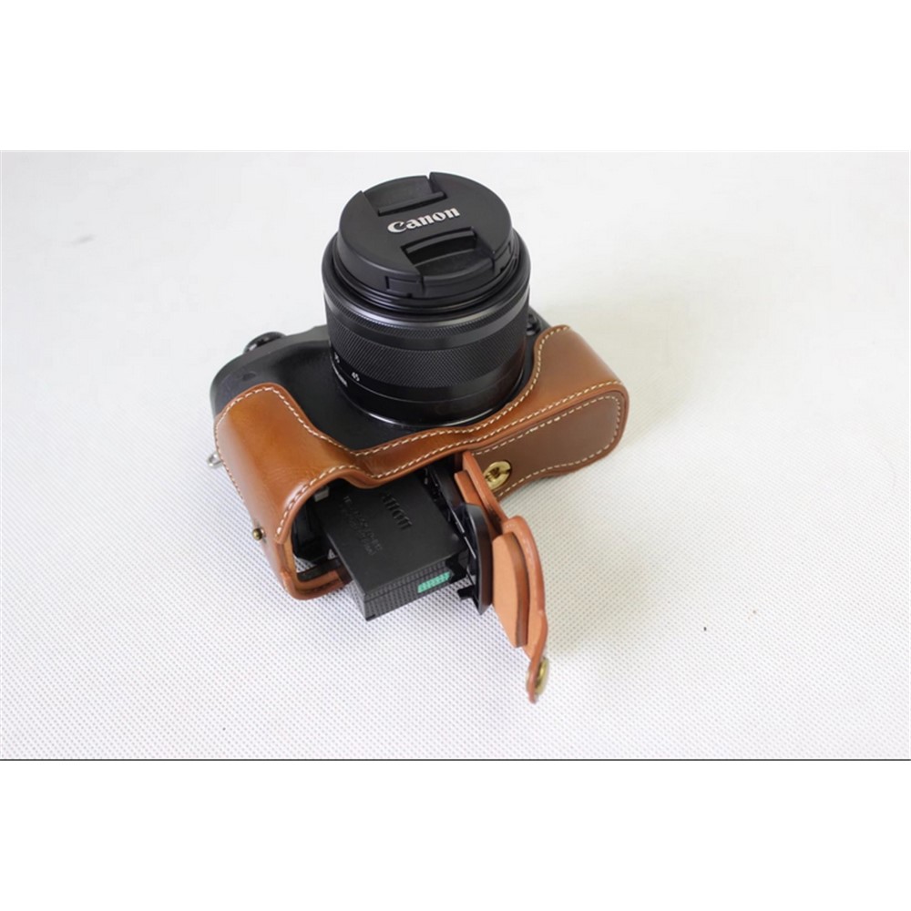 Camera PU Leather Half Case Bottom Shell for Canon EOS M6 - Brown-6