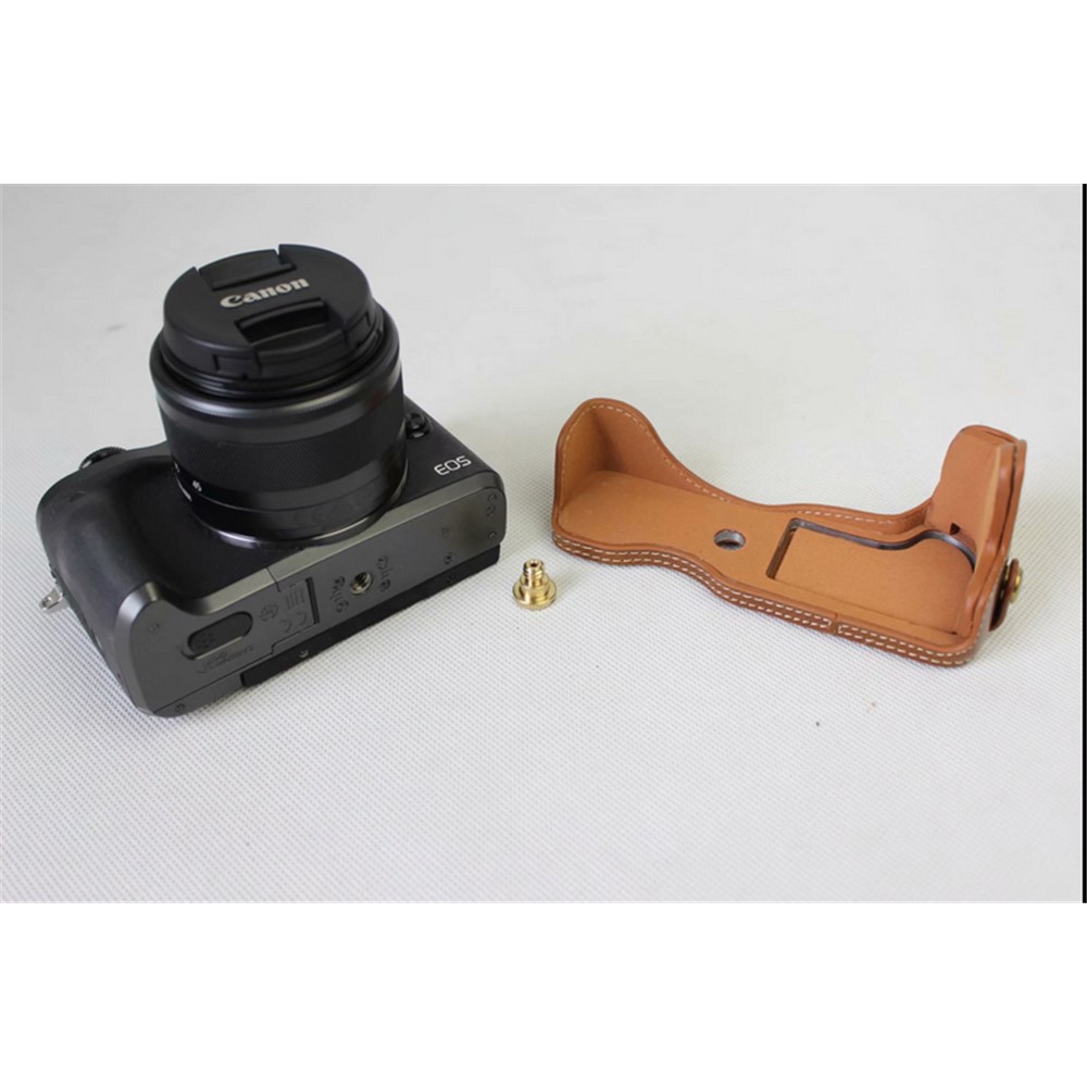 Camera PU Leather Half Case Bottom Shell for Canon EOS M6 - Brown-8