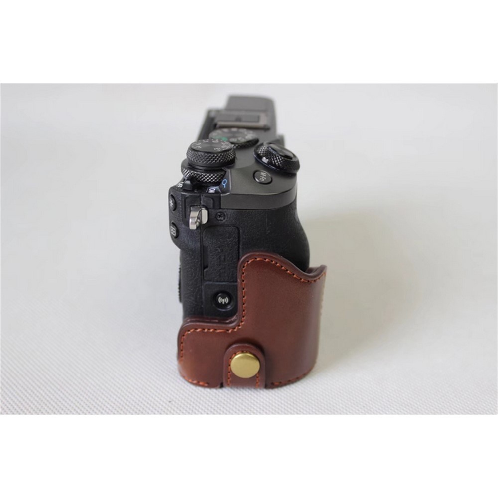 Half Camera PU Leather Protective Bottom Mount Cover for Canon EOS M6 - Coffee-5