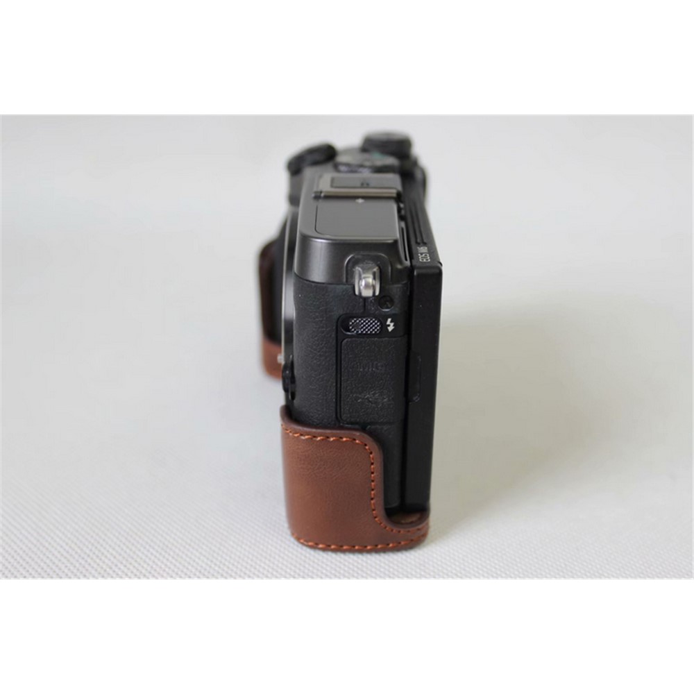 Half Camera PU Leather Protective Bottom Mount Cover for Canon EOS M6 - Coffee-6