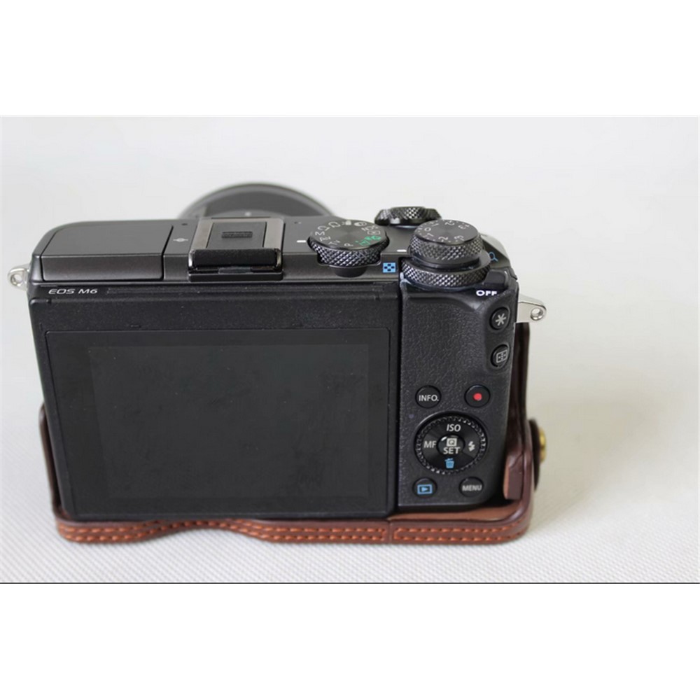 Half Camera PU Leather Protective Bottom Mount Cover for Canon EOS M6 - Coffee-7