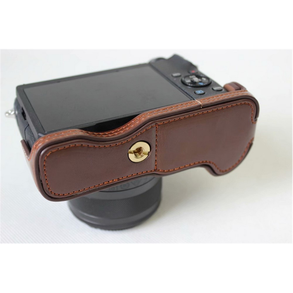 Half Camera PU Leather Protective Bottom Mount Cover for Canon EOS M6 - Coffee-8