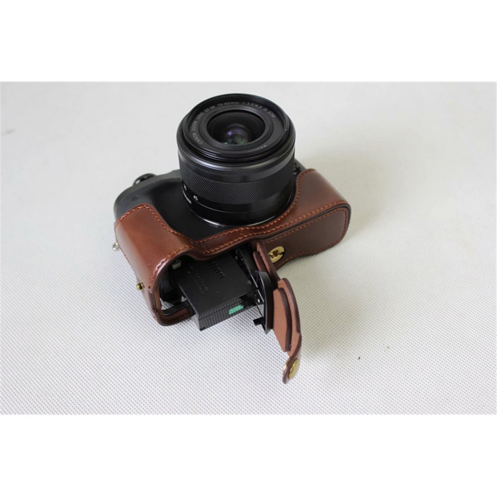 Half Camera PU Leather Protective Bottom Mount Cover for Canon EOS M6 - Coffee-9