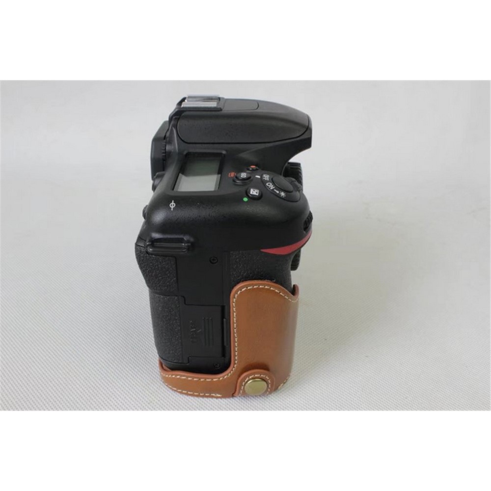 Half Camera PU Leather Protective Case for Nikon D7500 Digital SLR Camera - Brown-2