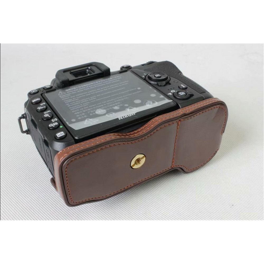 Half Camera PU Leather Shielded Bag Cover for Nikon D7500 Digital SLR Camera - Coffee-10