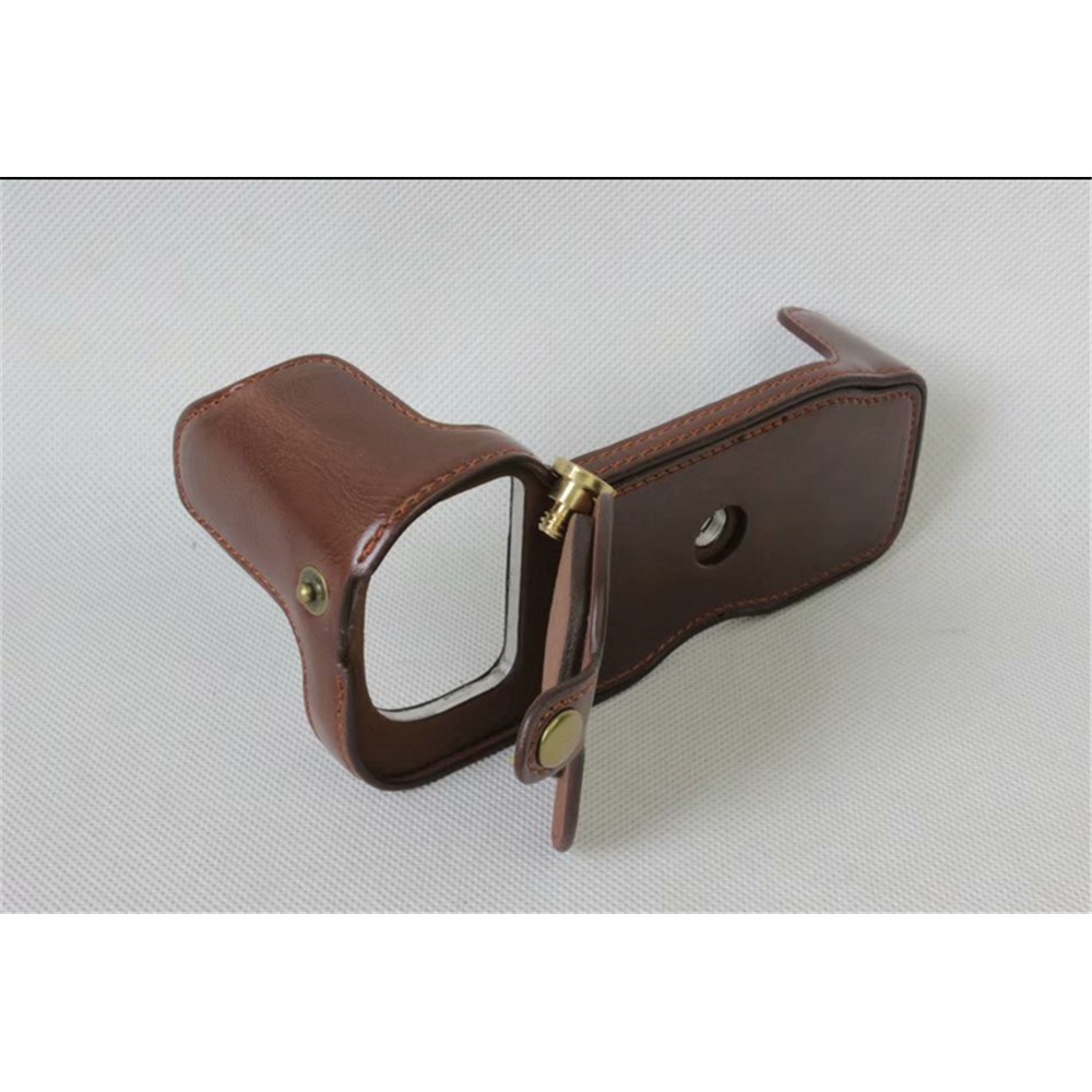 Half Camera PU Leather Shielded Bag Cover for Nikon D7500 Digital SLR Camera - Coffee-14