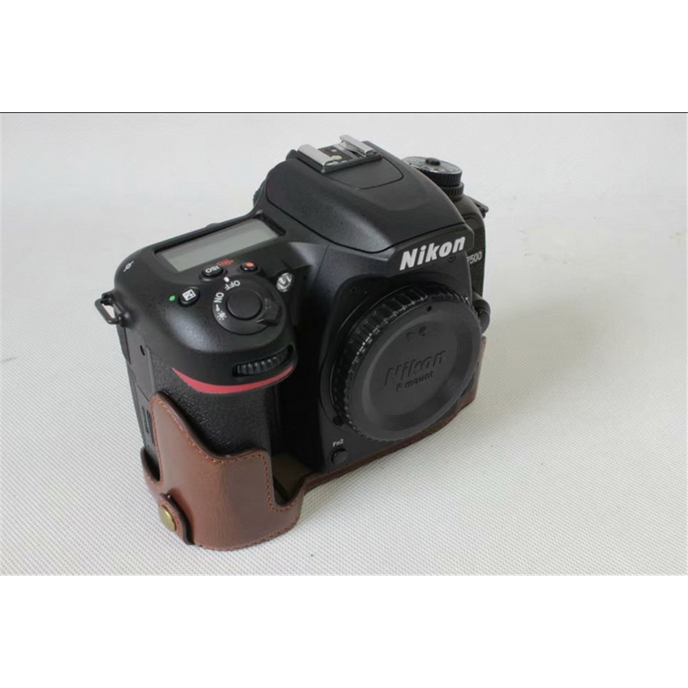 Half Camera PU Leather Shielded Bag Cover for Nikon D7500 Digital SLR Camera - Coffee-2