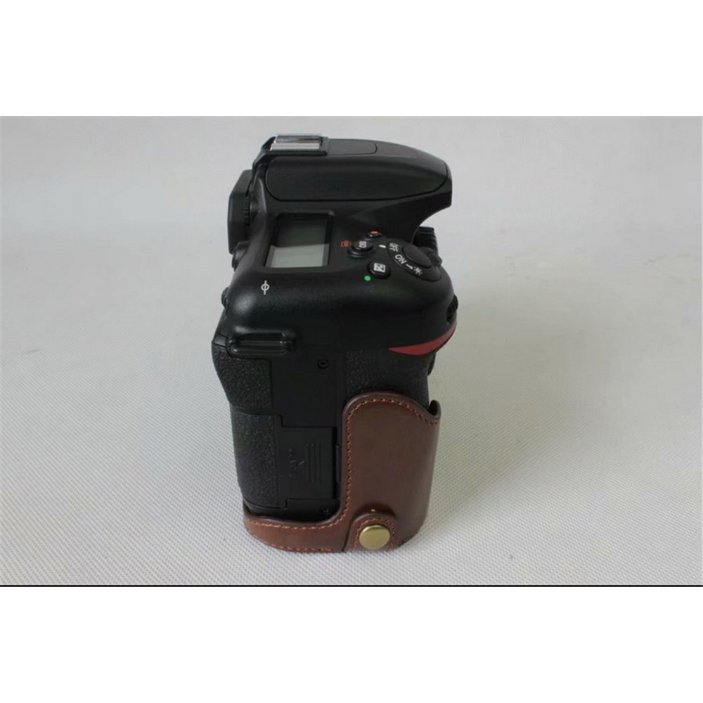 Half Camera PU Leather Shielded Bag Cover for Nikon D7500 Digital SLR Camera - Coffee-5
