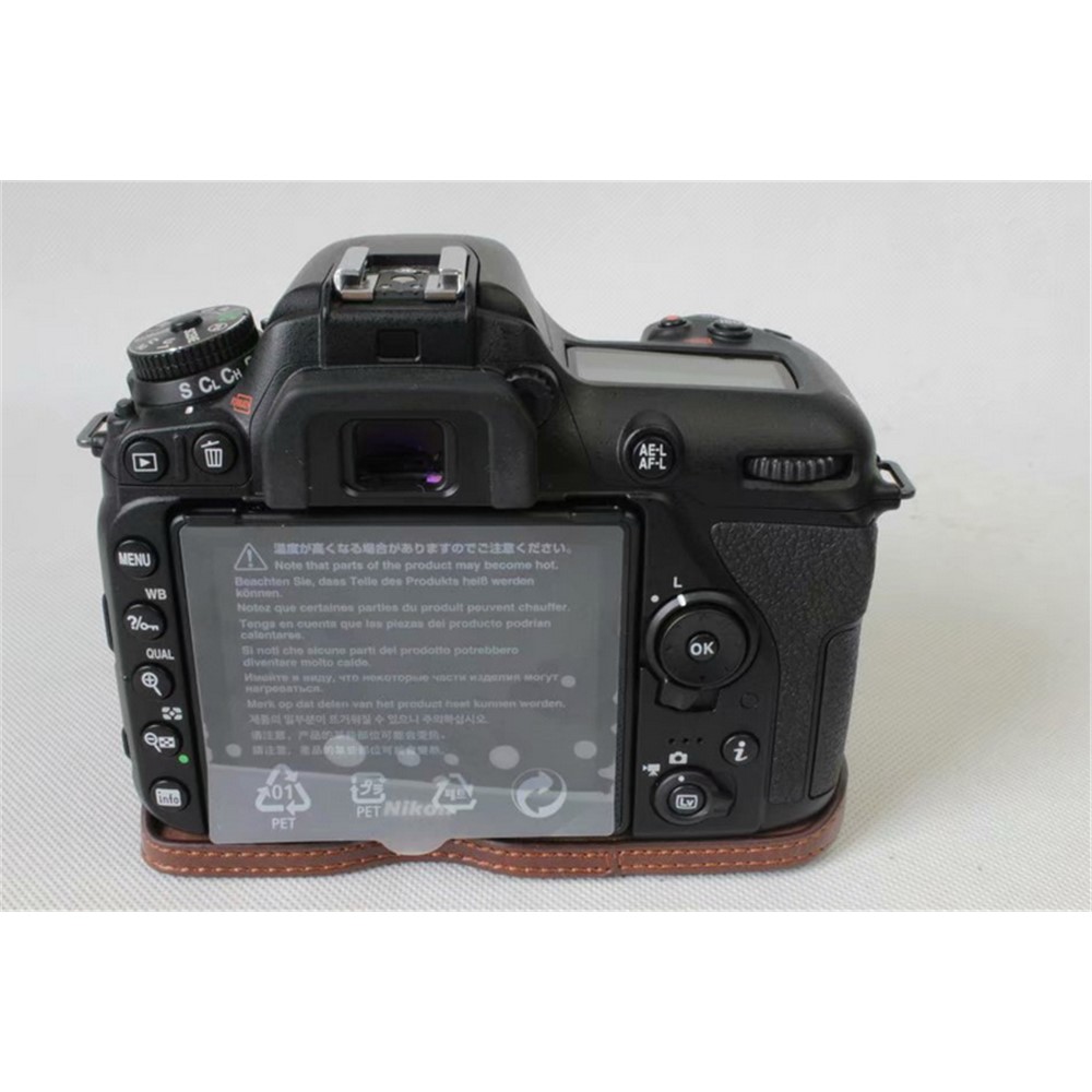 Half Camera PU Leather Shielded Bag Cover for Nikon D7500 Digital SLR Camera - Coffee-6