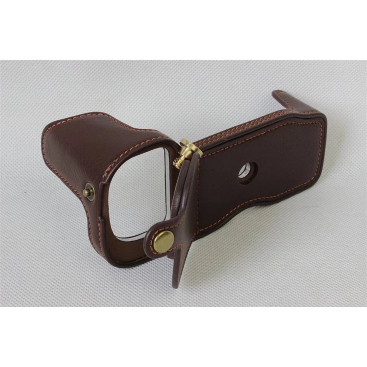 Genuine Cowhide Leather Half Protection Shell Bag for Nikon D7500 Digital SLR Camera - Coffee-14