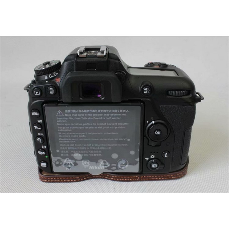 Genuine Cowhide Leather Half Protection Shell Bag for Nikon D7500 Digital SLR Camera - Coffee-7