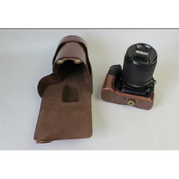 pu en Cuir Camera Protection Pouch Couvercle Pour Nikon D7500 Caméra SLR Numérique - Café