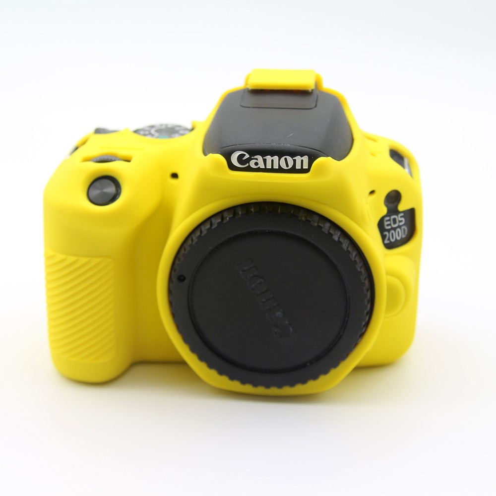 Soft Silicone Camera Casing Cover for Canon EOS 200D - Yellow-11