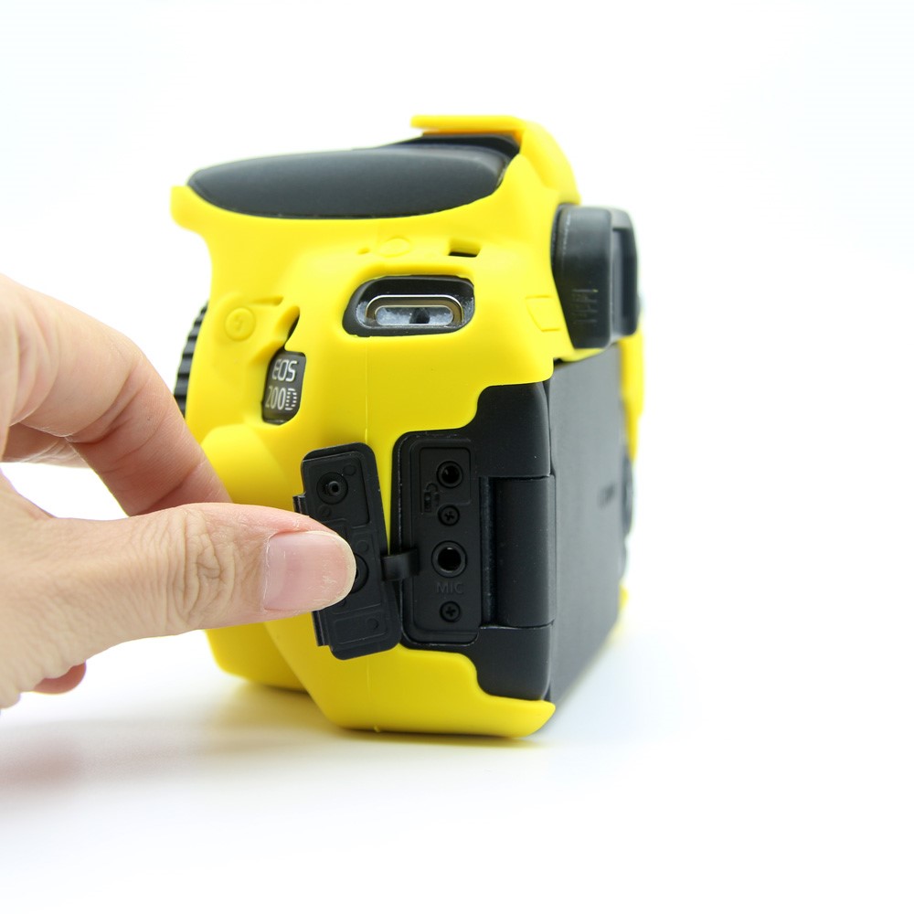 Soft Silicone Camera Casing Cover for Canon EOS 200D - Yellow-12