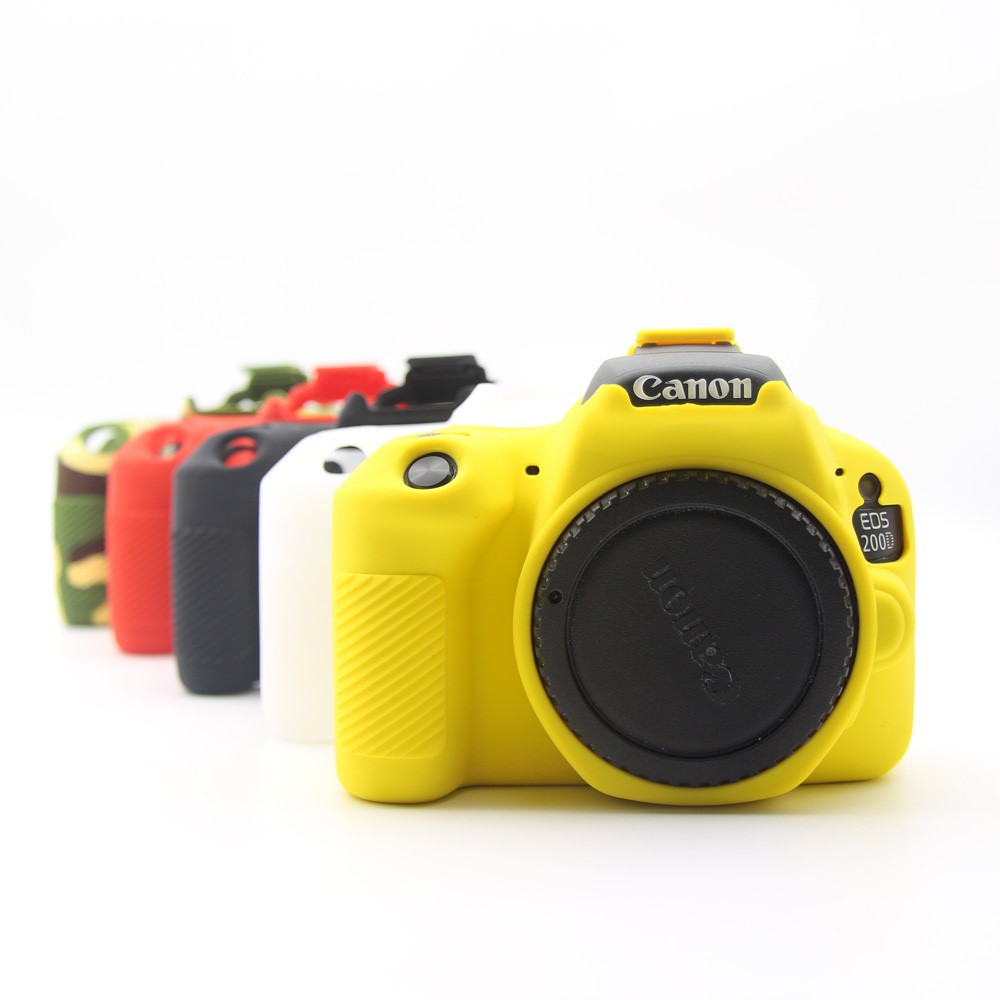 Soft Silicone Camera Casing Cover for Canon EOS 200D - Yellow-14