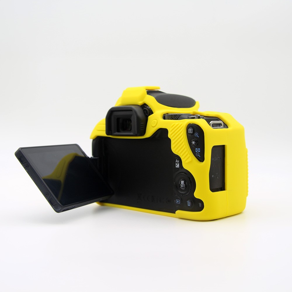 Soft Silicone Camera Casing Cover for Canon EOS 200D - Yellow-7