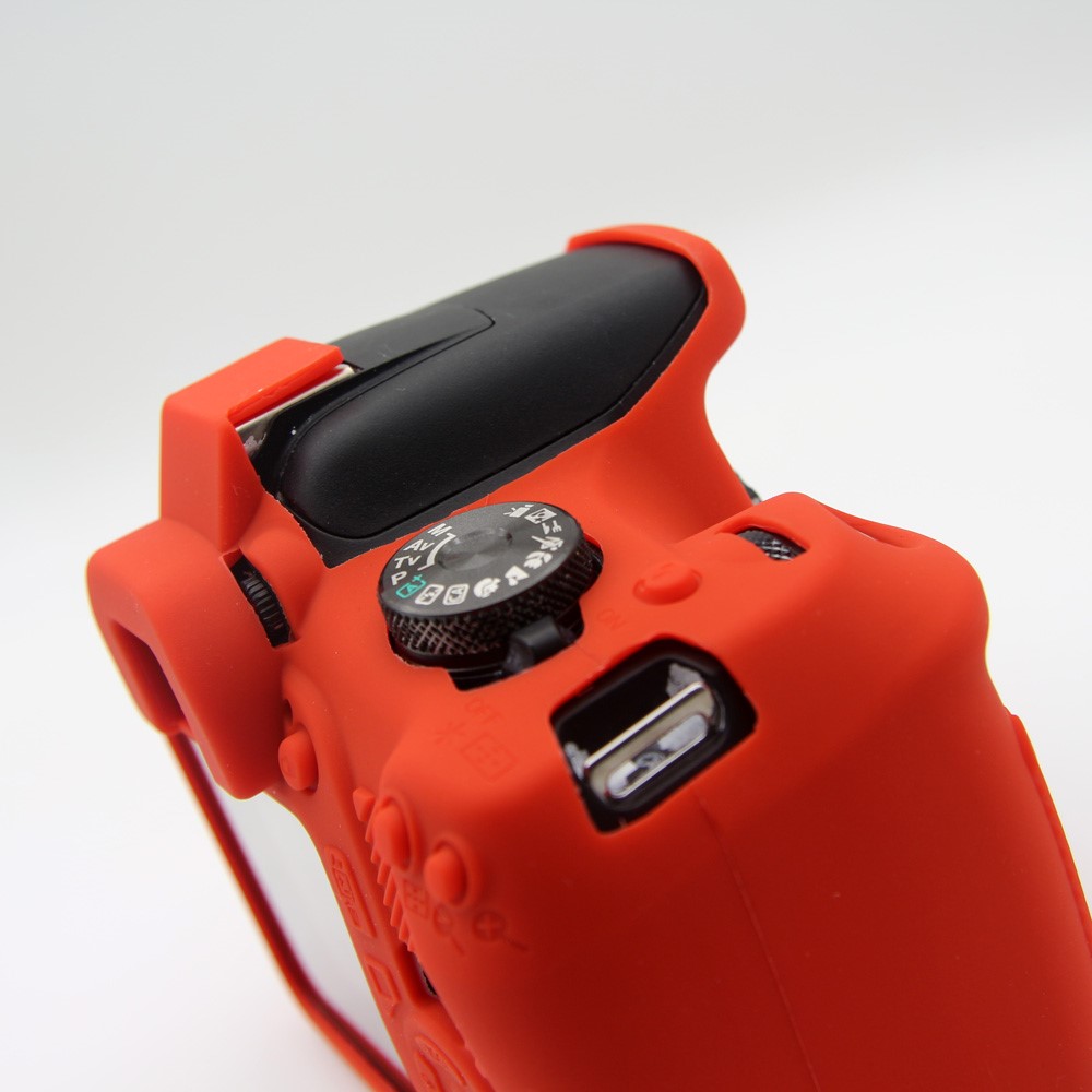 Flexible Silicone Camera Casing Cover for Canon EOS 1300D 1500D - Red-8