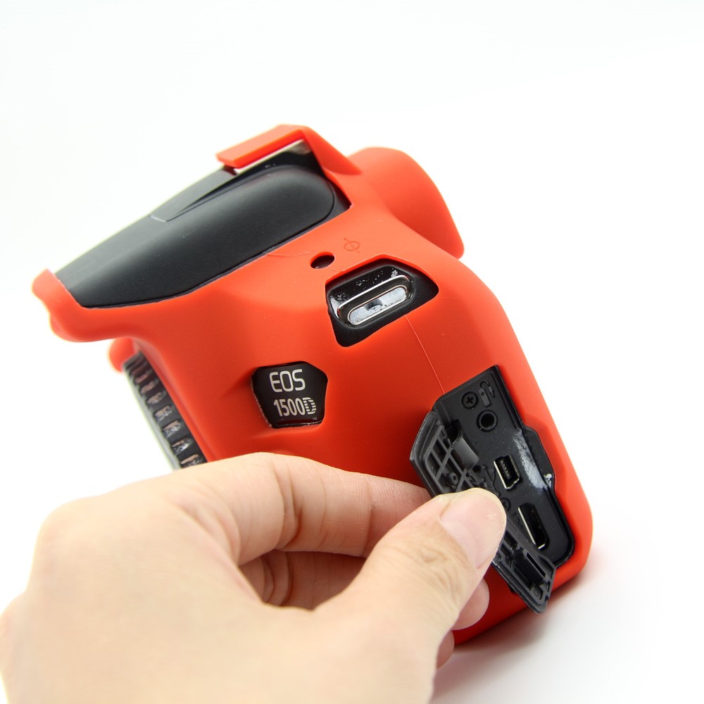 Flexible Silicone Camera Casing Cover for Canon EOS 1300D 1500D - Red-9