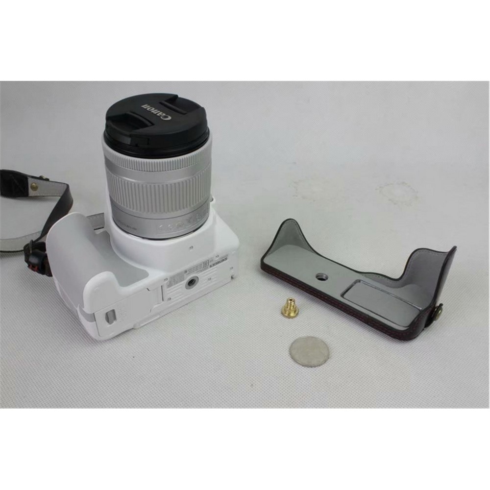 PU Leather Protective Bag + Strap + Camera Lens Bag for Canon EOS 200D - Black-16