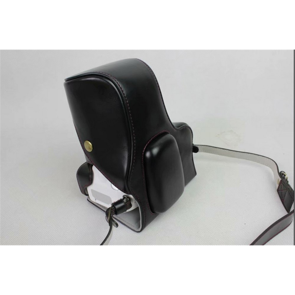PU Leather Protective Bag + Strap + Camera Lens Bag for Canon EOS 200D - Black-3