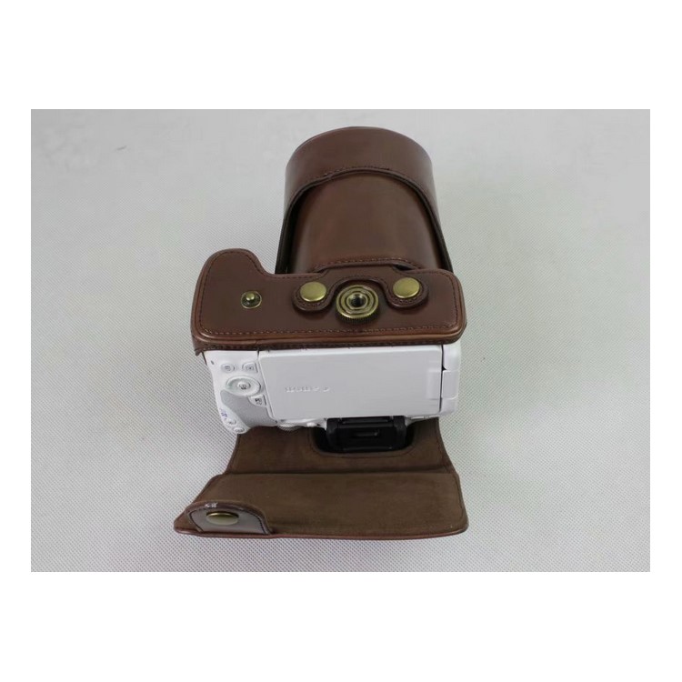 PU Leather Camera Case Bag Protector for Canon EOS 200D - Coffee-4