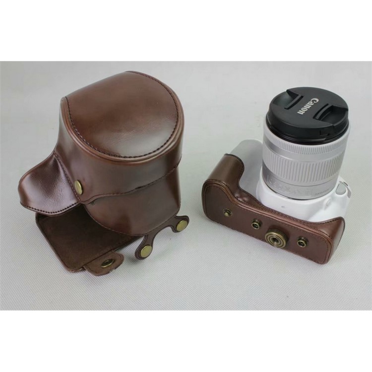 PU Leather Camera Case Bag Protector for Canon EOS 200D - Coffee-5