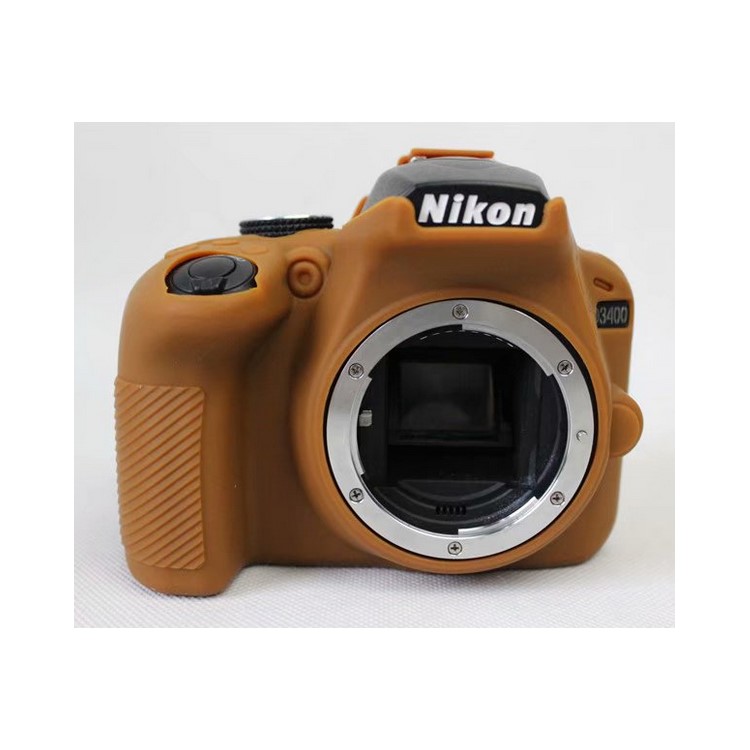 Soft Silicone Protection Shell Cover for Nikon D3400 DSLR Camera - Coffee-1