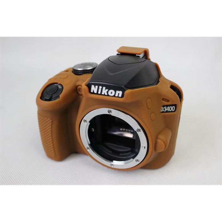 Soft Silicone Protection Shell Cover for Nikon D3400 DSLR Camera - Coffee-3