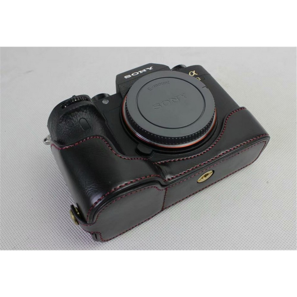 Half Camera PU Leather Protective Case for Sony ILCE-9 / A9 / A7RM3 A7RIII - Black-9