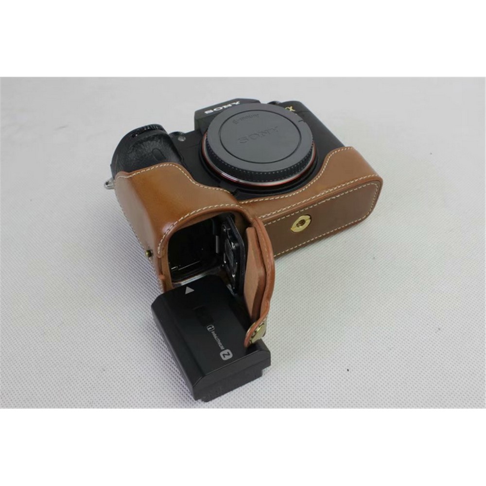 Half Camera PU Leather Protective Shell for Sony ILCE-9 / A9 / A7RM3 A7RIII - Brown-6