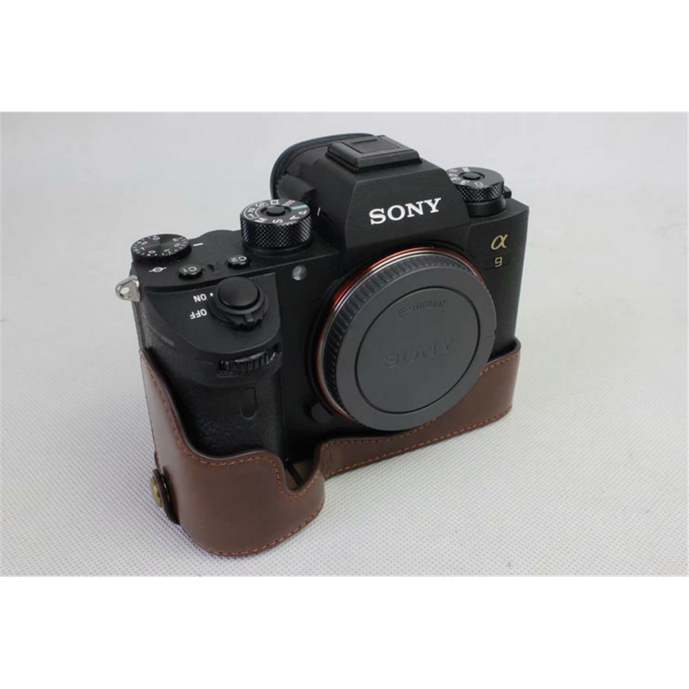 Half Camera PU Leather Protection Shell for Sony ILCE-9 / A9 / A7RM3 A7RIII - Coffee-2