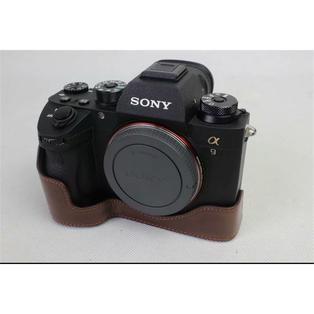 Half Camera PU Leather Protection Shell for Sony ILCE-9 / A9 / A7RM3 A7RIII - Coffee-3