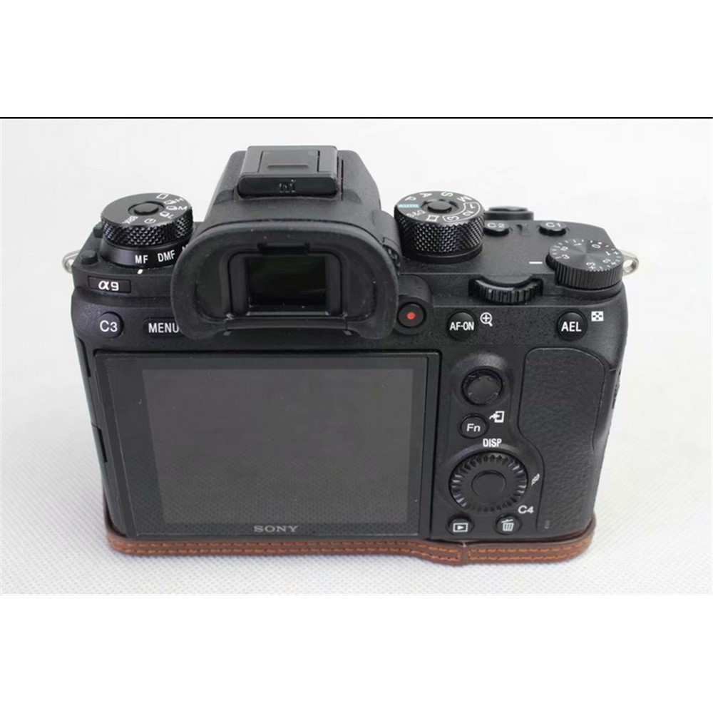 Half Camera PU Leather Protection Shell for Sony ILCE-9 / A9 / A7RM3 A7RIII - Coffee-4
