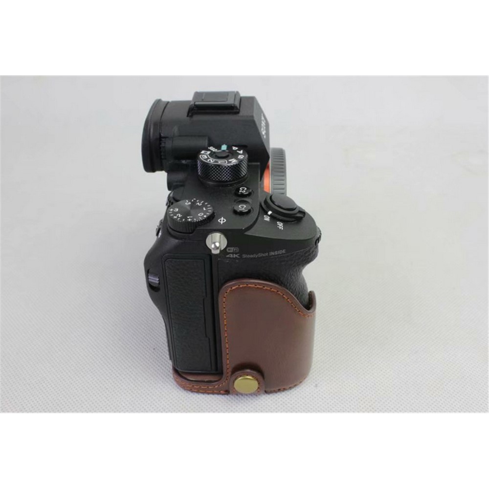 Half Camera PU Leather Protection Shell for Sony ILCE-9 / A9 / A7RM3 A7RIII - Coffee-5