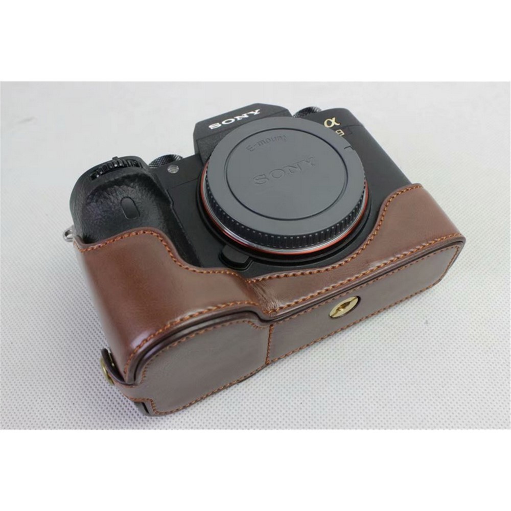 Half Camera PU Leather Protection Shell for Sony ILCE-9 / A9 / A7RM3 A7RIII - Coffee-7