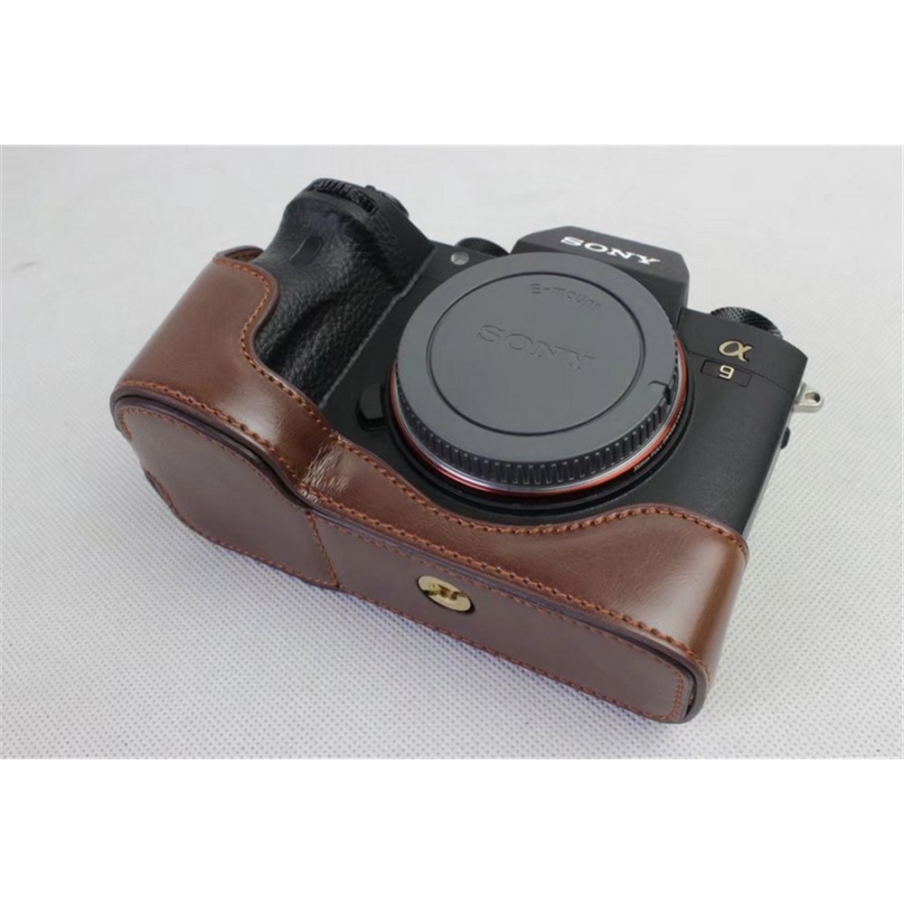 Half Camera PU Leather Protection Shell for Sony ILCE-9 / A9 / A7RM3 A7RIII - Coffee-8