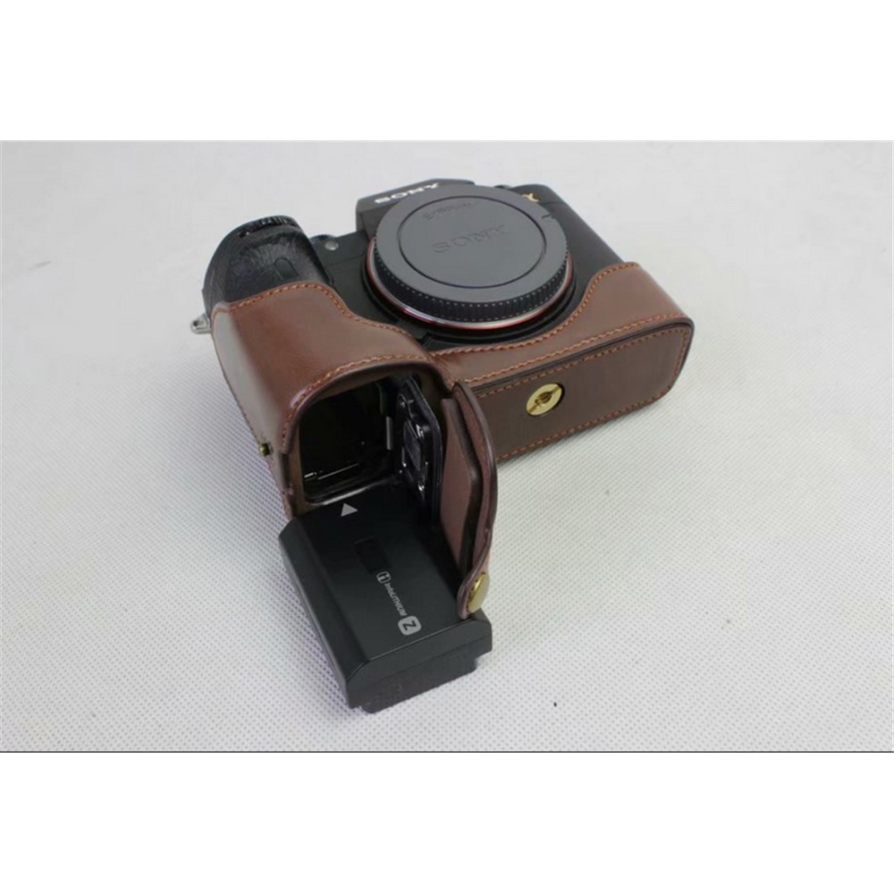 Half Camera PU Leather Protection Shell for Sony ILCE-9 / A9 / A7RM3 A7RIII - Coffee-9