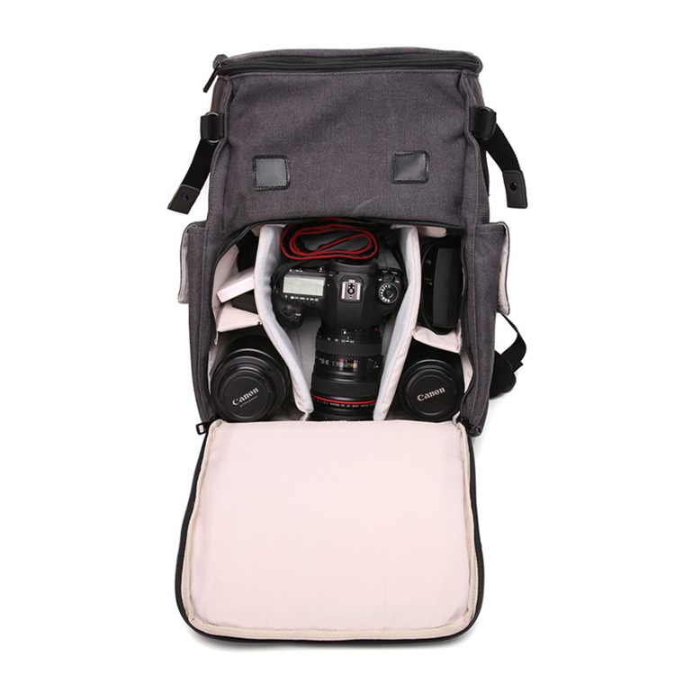 TIGERNU T-X6008 15.6-inch Outdoor Travel Canvas Backpack Double Shoulder Camera Bag-5