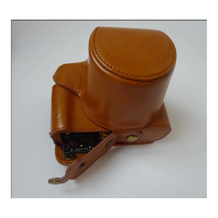 PU Leather Camera Protective Pouch Bag + Strap for Fujifilm X-T100 - Brown-10