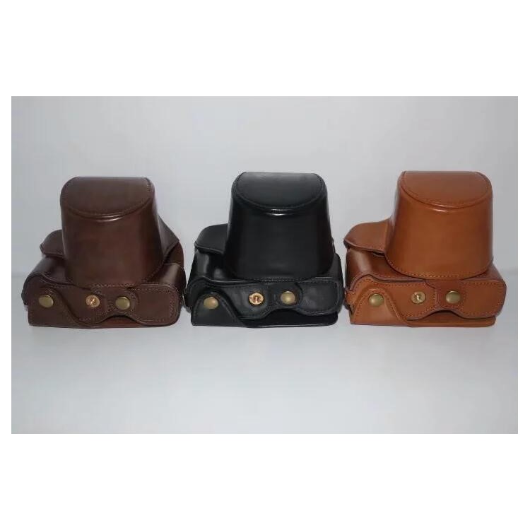 PU Leather Camera Protective Pouch Bag + Strap for Fujifilm X-T100 - Brown-17